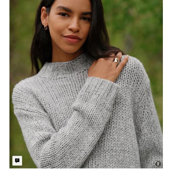 Jenni Kayne Moritz Mockneck Pullover Sweater Grey Marl Wool Blend Large Sold Out - Picture 5 of 13